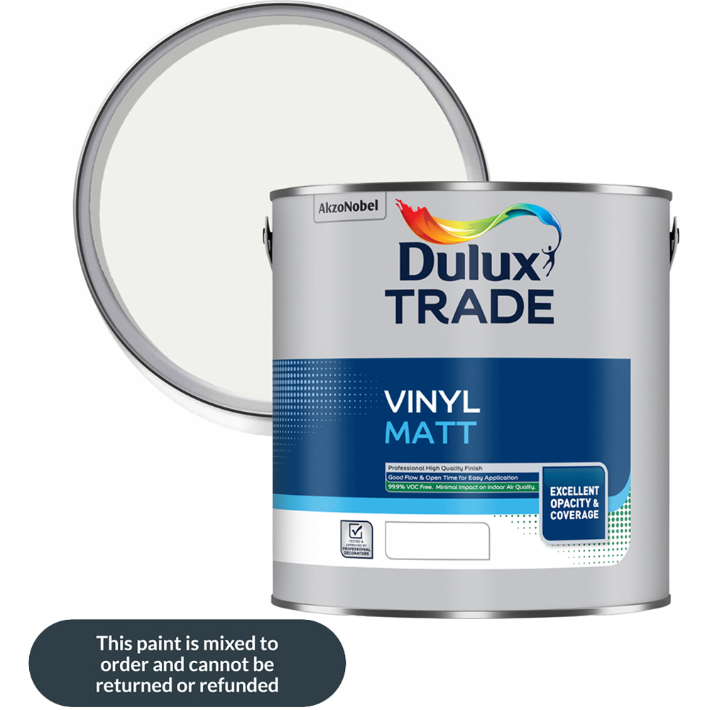 Dulux Trade RAL 9003 Walls and Ceilings Vinyl Matt Paint 2.5L Image 1