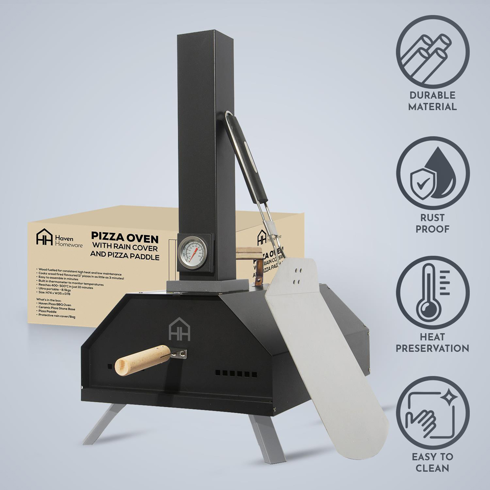 Haven Outdoor Wood Fired Pizza Oven with Rain Cover Image 4