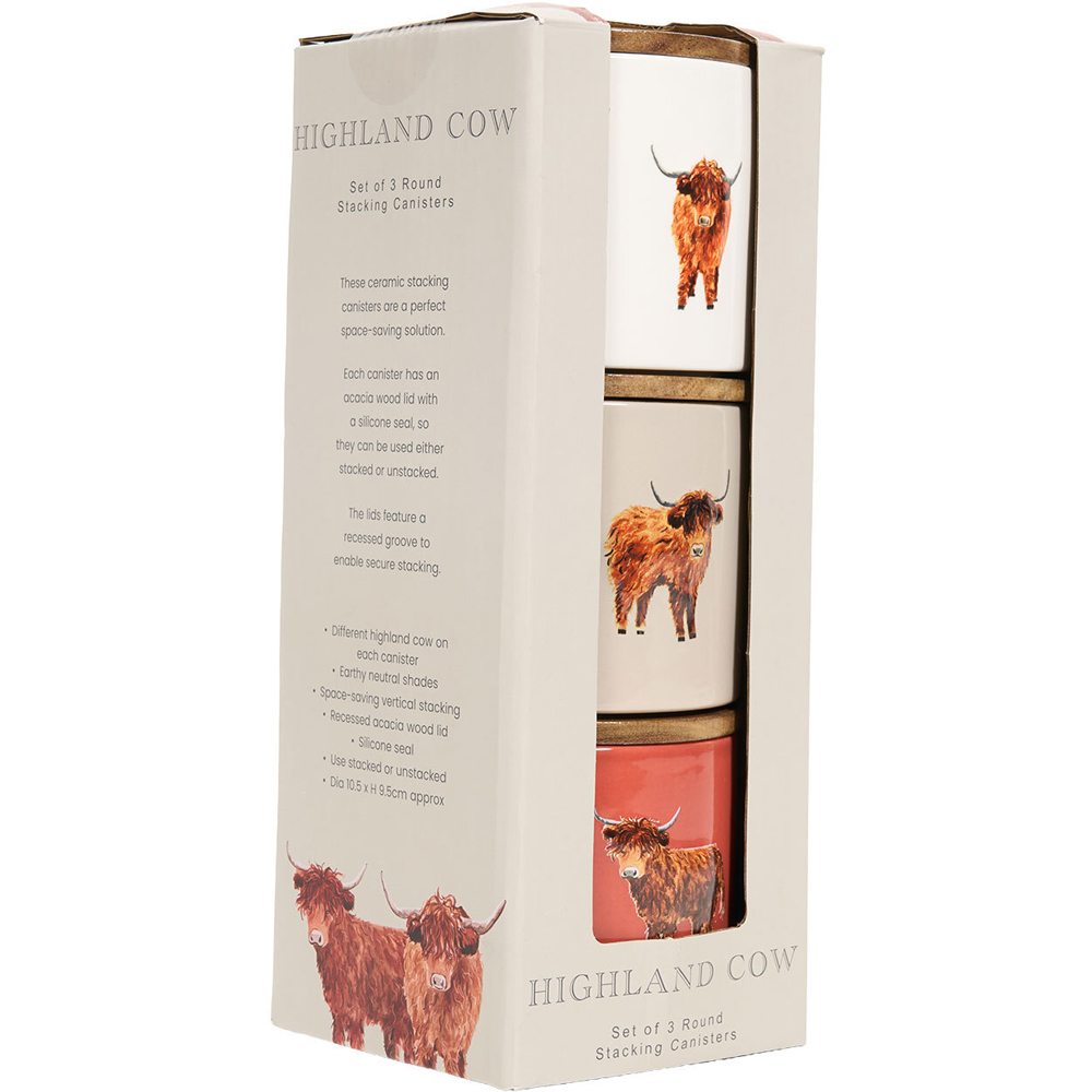 Set of 3 Highland Cow Stacking Canisters Image 4