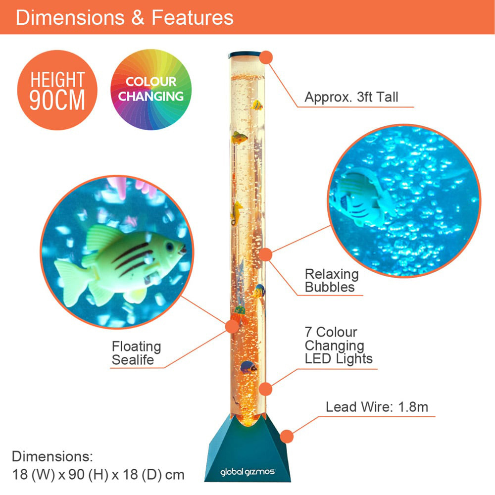 Global Gizmos Blue Fish Water Bubble Lamp 90cm Image 9