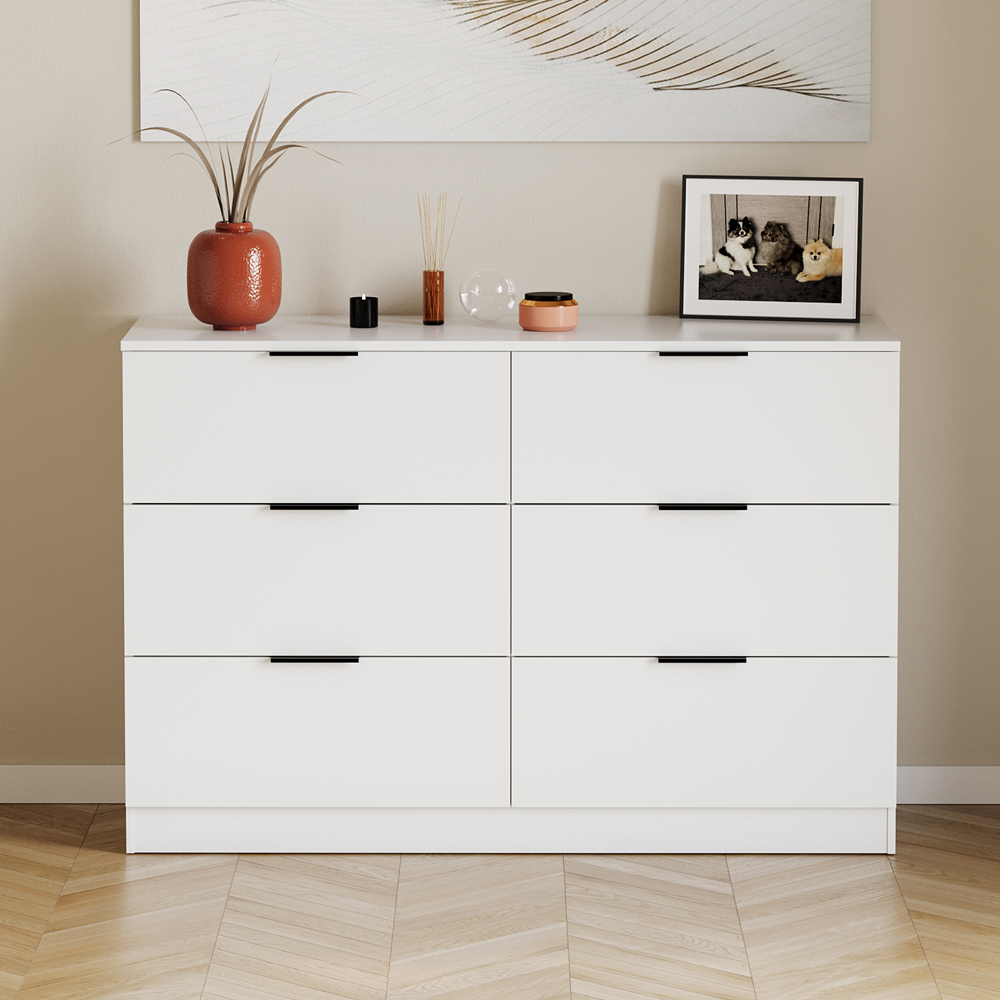 VIDA DESIGNS Trega 6 Drawer White Chest of Drawers Image 3