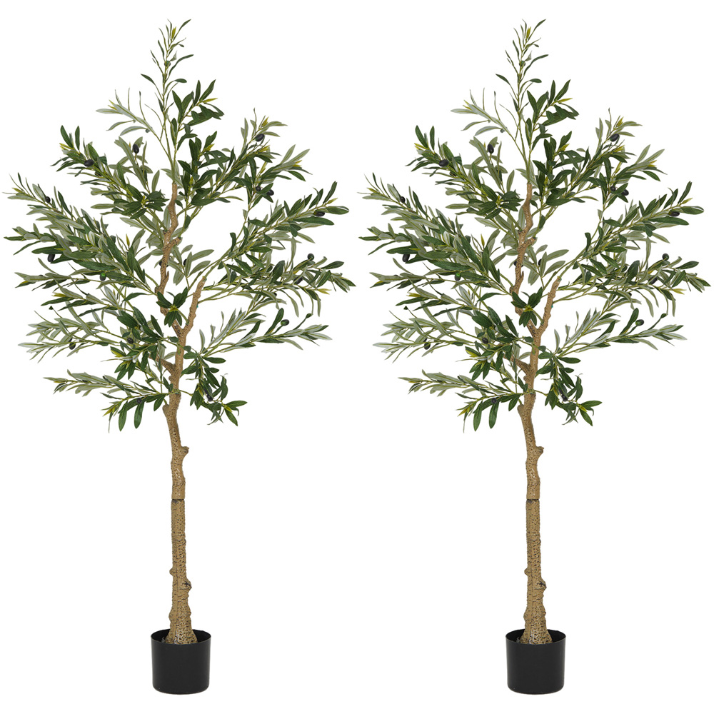 HOMCOM Silk Olive Tree Artificial Plant Pot 150cm 2 Pack Image 1