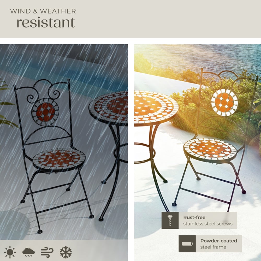 tectake 2 Seater Mosaic Patio Bistro Set Image 7