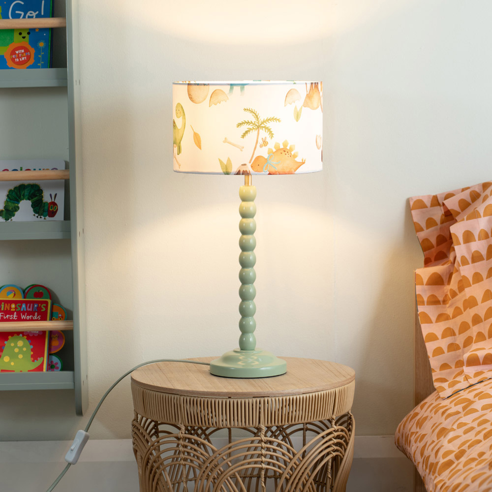 ValueLights Bobbins Children's Dino Sage Green LED Table Lamp Image 2