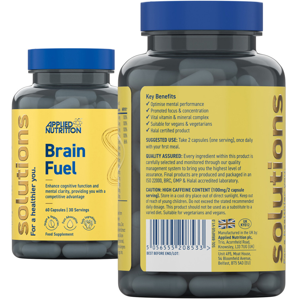 Pack of 60 Applied Nutrition Solutions Brain Fuel Capsules Image 2