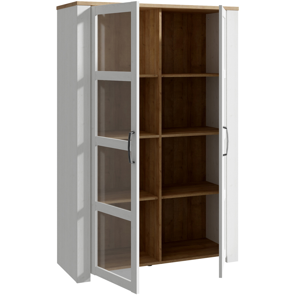 Florence Bohol 2 Door White Riviera Oak Display Cabinet Image 4