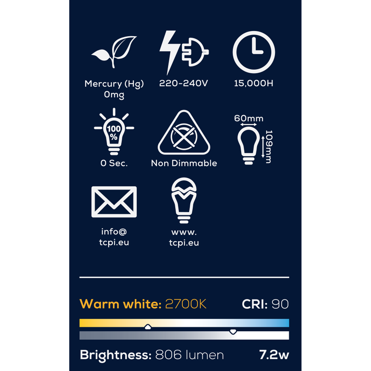TCP Filament Spiral Classic 806L E27 Bulb - Warm White Image 3