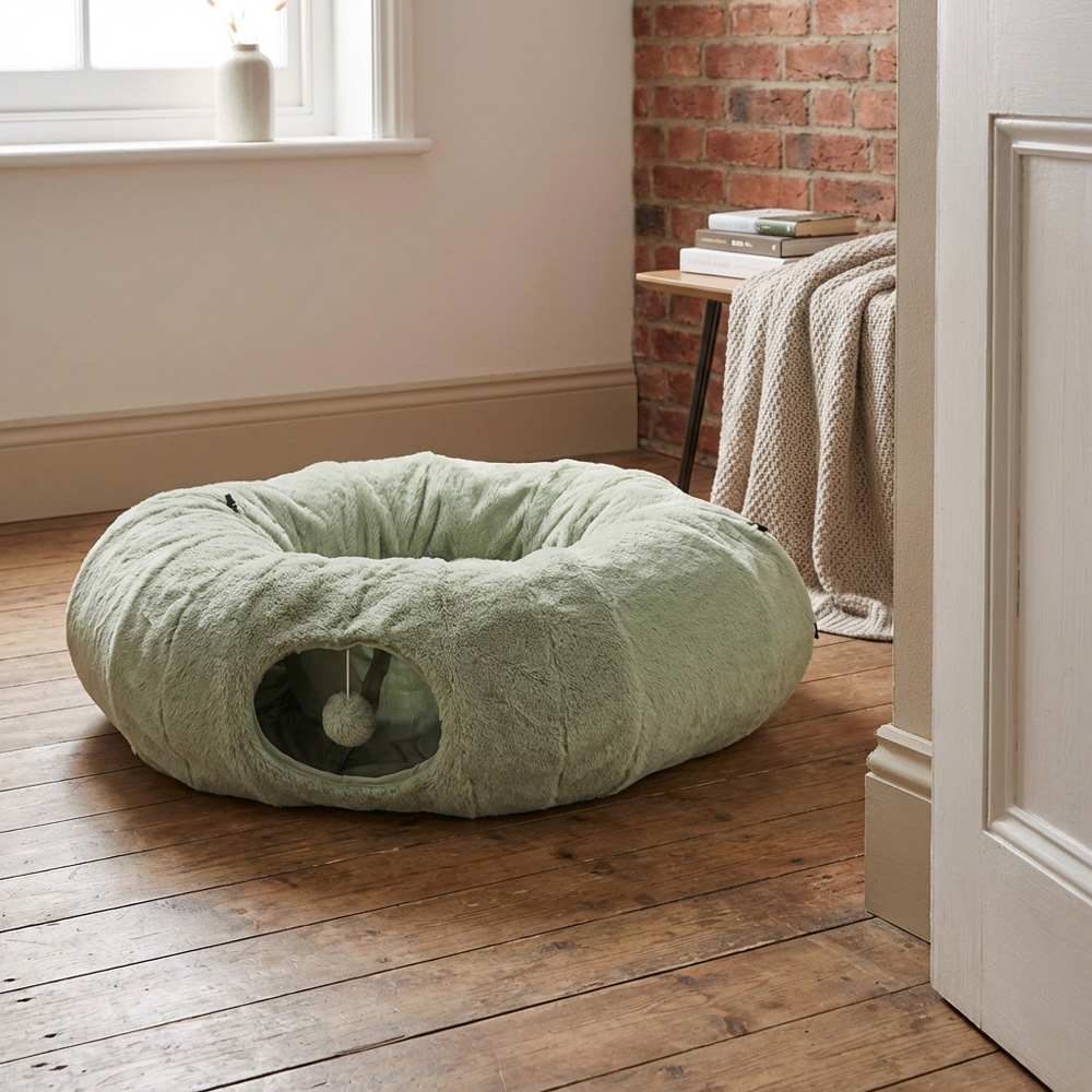 Cat Tunnel Bed Green Image 5