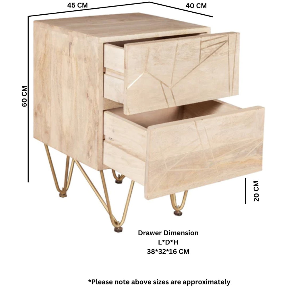 Brooklyn Huyen 2 Drawer Light Gold Side Table Image 8