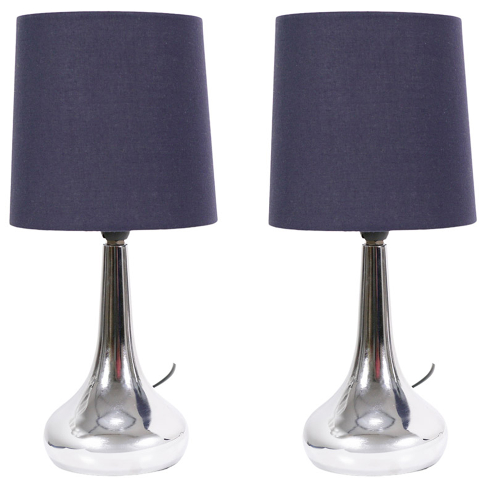 ValueLights Teardrop 2 Pack Navy Shade Chrome Touch LED Table Lamp Image 1