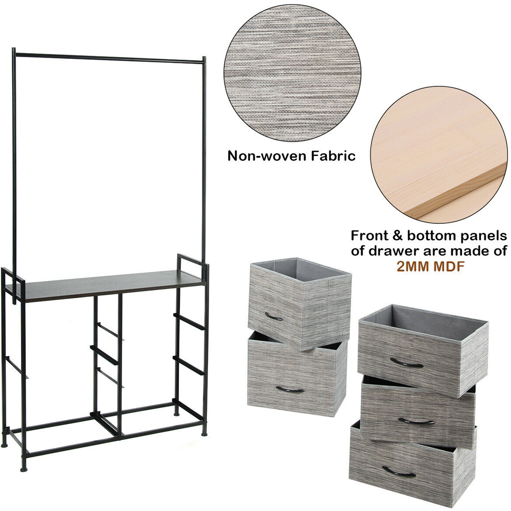 Costway 5 Drawer Storage Unit with Clothes Rack Image 7