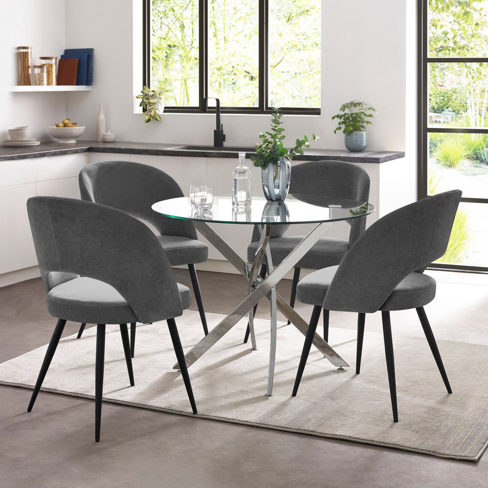 Julian Bowen Anderson 4 Seater Round Glass Dining Table Chrome Image 8