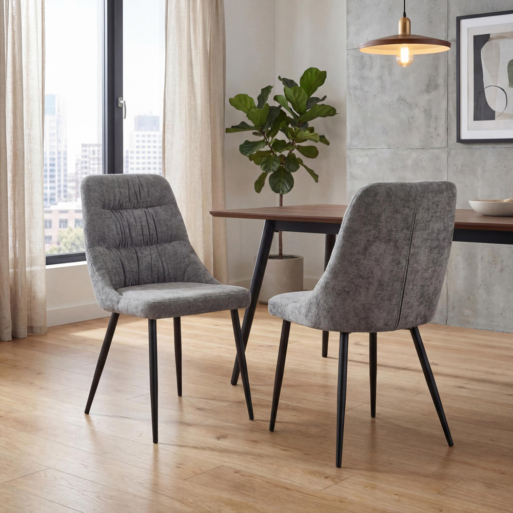 Portland Remi Grey Chenille Dining Chair Image 9