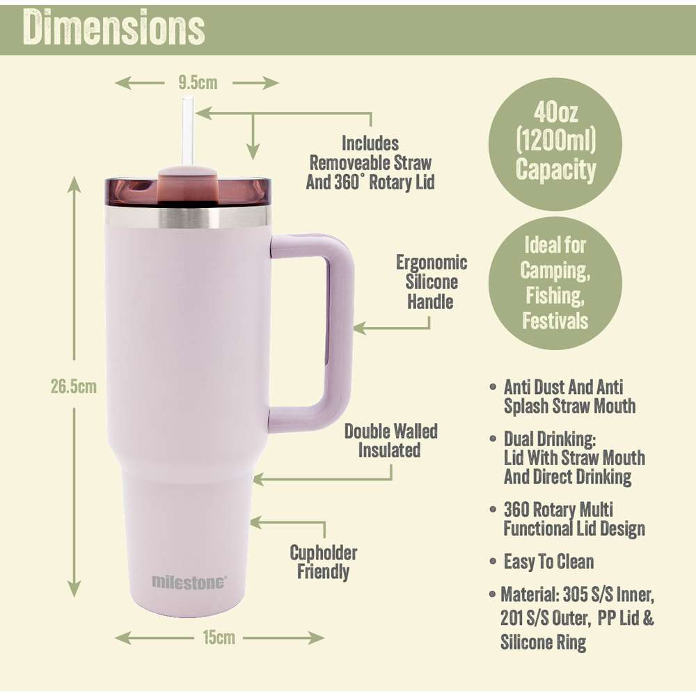 Milestone Camping Pebble Insulated Travel Tumbler 1L Image 7