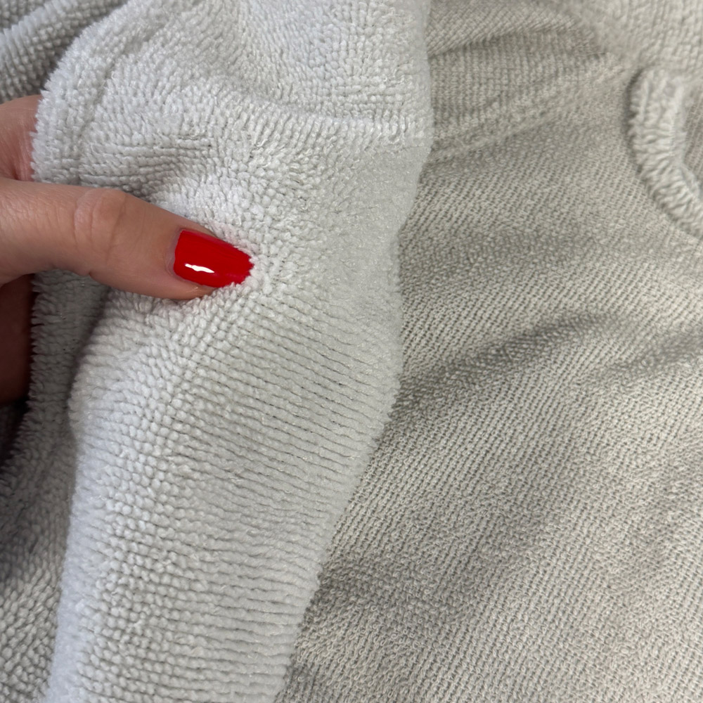 Cloud Touch Luxury Small to Medium Silver Dual Textured Reversible Velvet Towelling Bathrobe Image 6