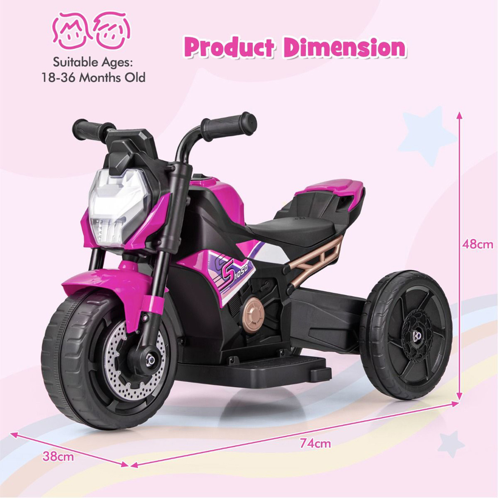 Costway Kids Ride On Motorcycle Pink 6V Image 7