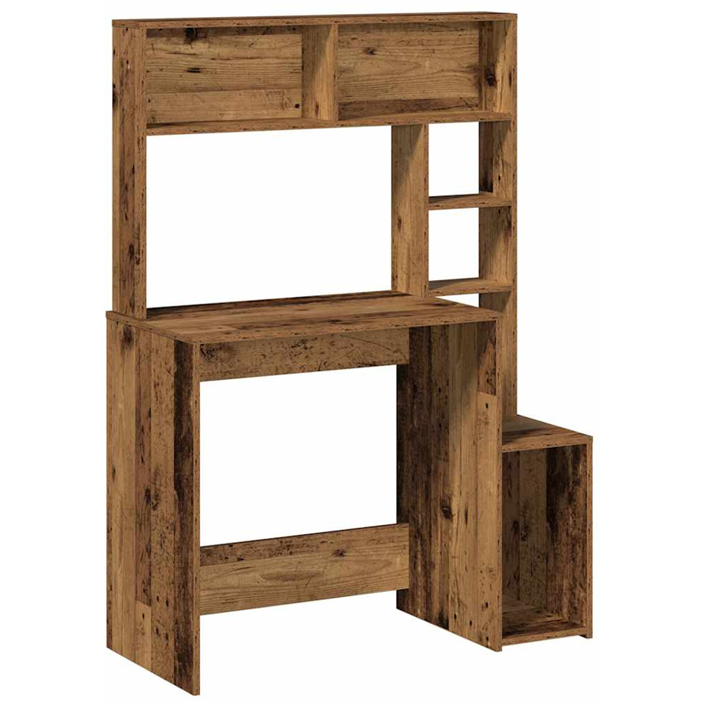 vidaXL 6 Shelf Study Desk Old Wood Effect Image 2