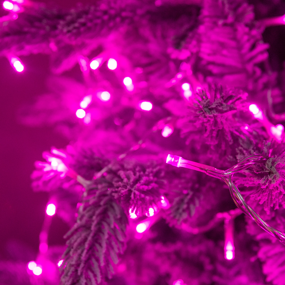 The Christmas Centre 240 Pink LED Multifunction Clear Cable String Light 28m Image 5