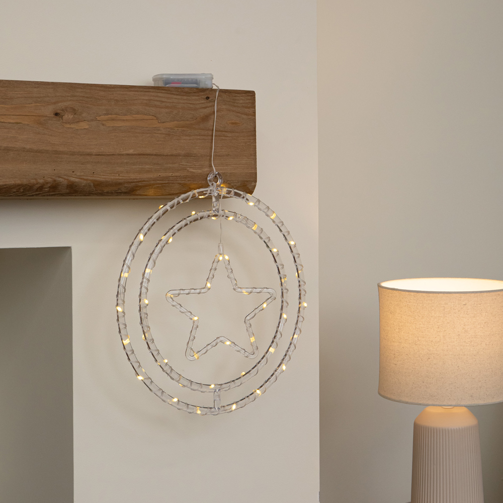 Samuel Alexander 45 Warm White LED Star Ring Hanging Christmas Decoration 34cm Image 4