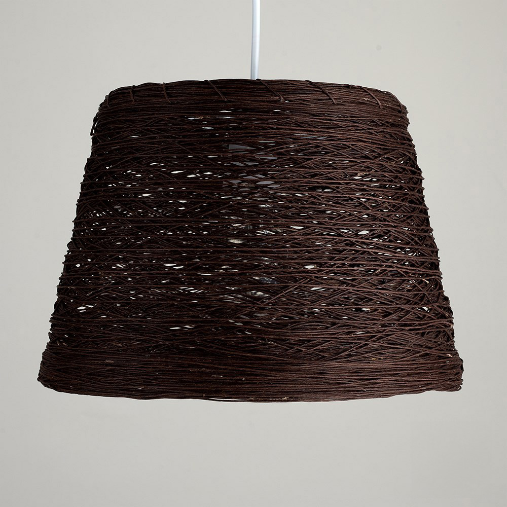 ValueLights Jaap Brown Rattan Tapered Twine Drum Pendant Shade Image 3