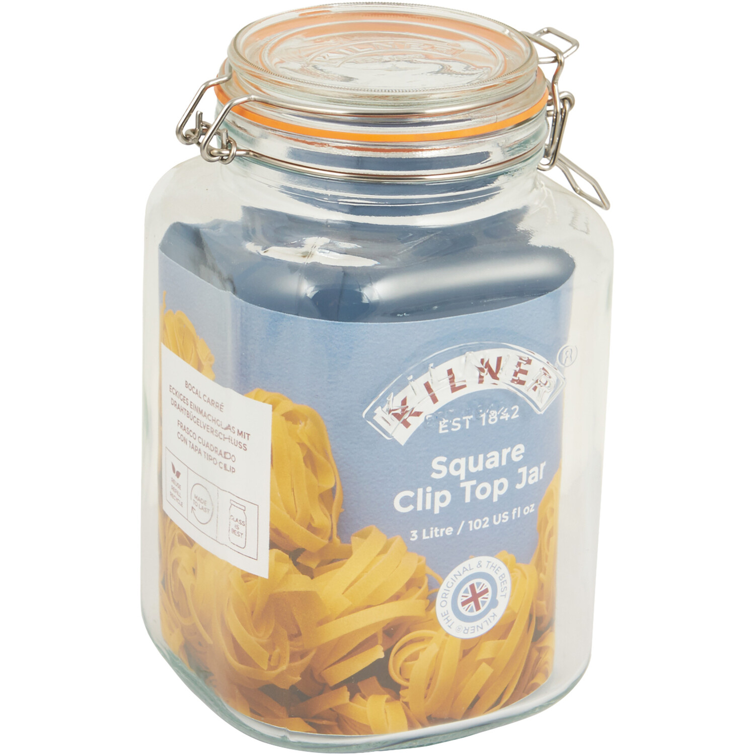 Kilner 3L Square Clear Jar with Clip Top Image 2