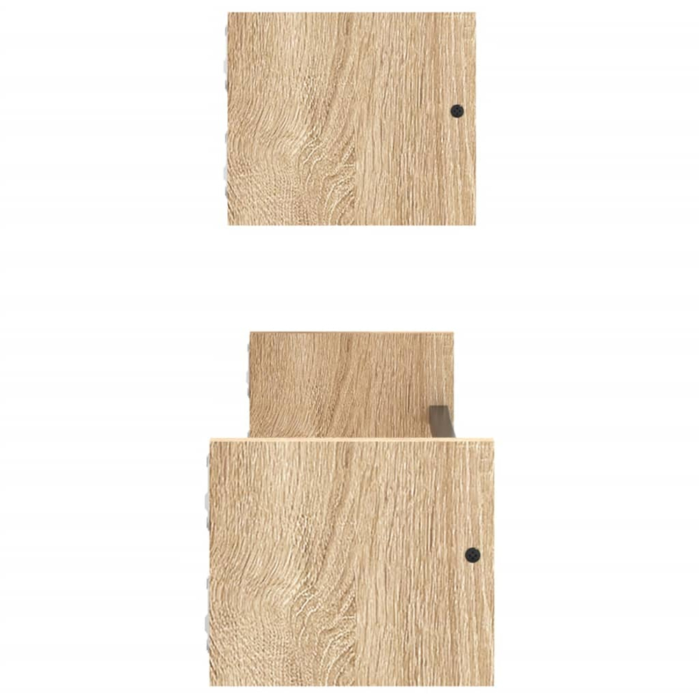 vidaXL 60 x 16 x 14cm Set of 2 Sonoma Oak Wall Shelf with Bars Image 4