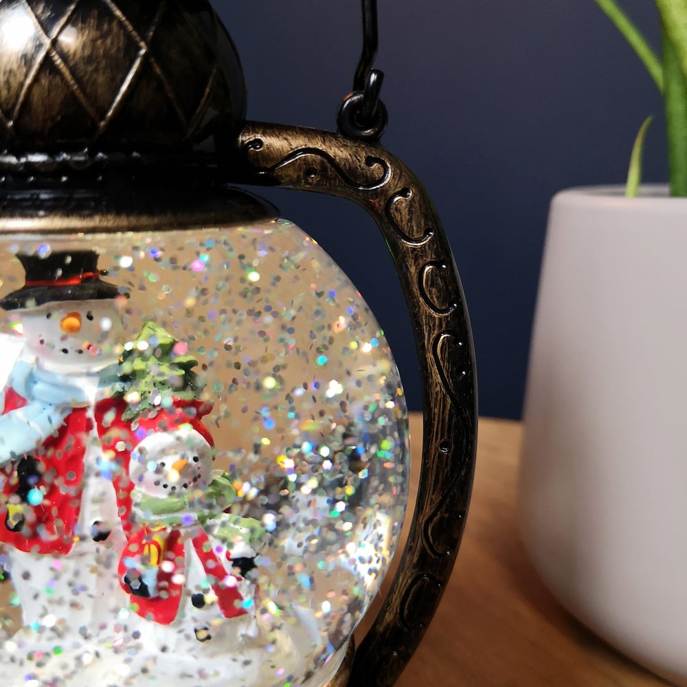 Samuel Alexander Snowy Snowman LED Christmas Water Spinner Antique Lantern 20cm Image 4
