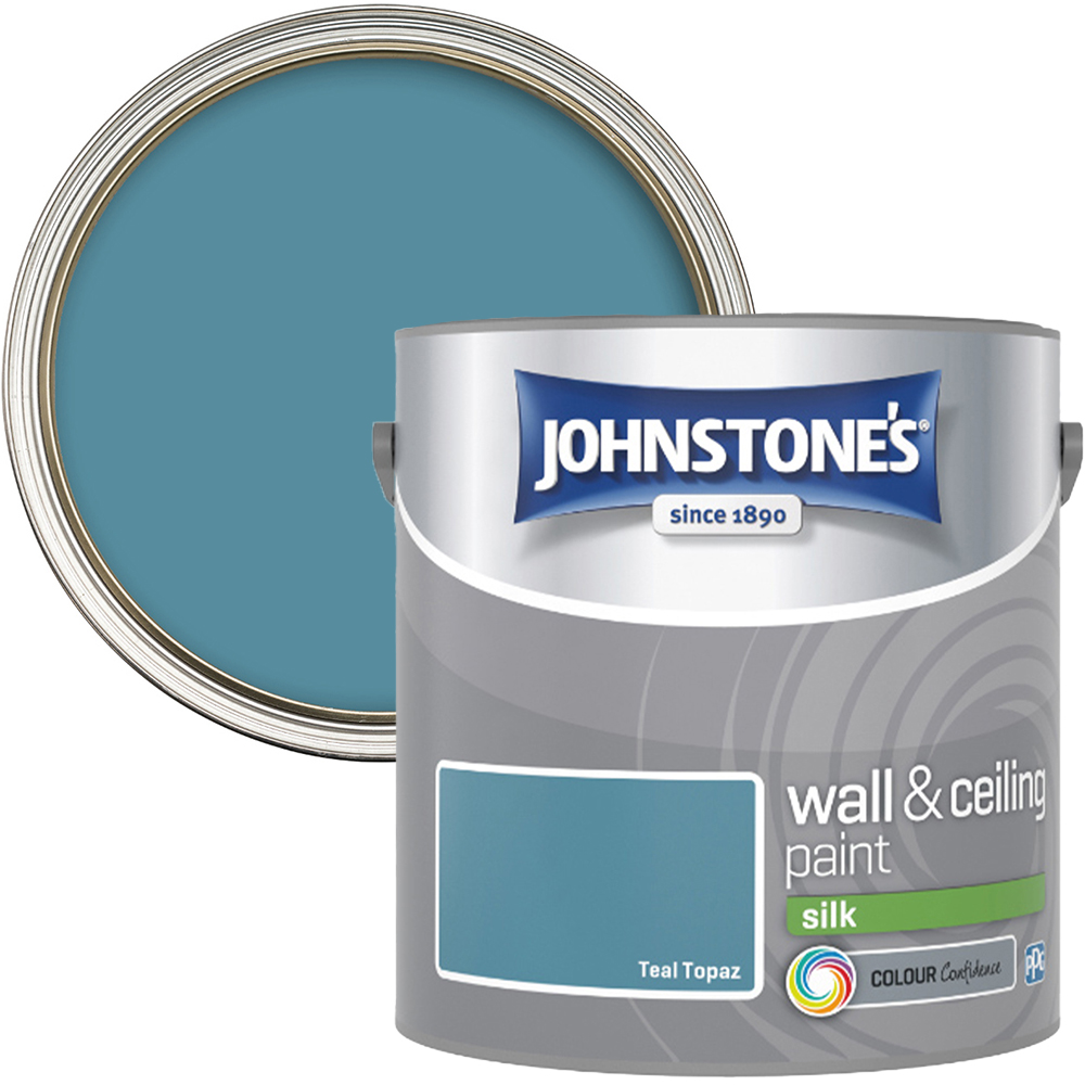 Johnstone's Walls & Ceilings Teal Topaz Silk Emulsion Paint 2.5L Image 1