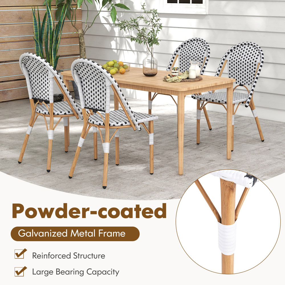 Costway Set of 2 White Rattan Armless French Bistro Chair Image 6