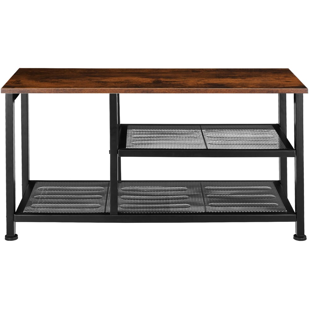 tectake Taunton 2 Grid Shelf Dark Wood Shoe Rack Image 3