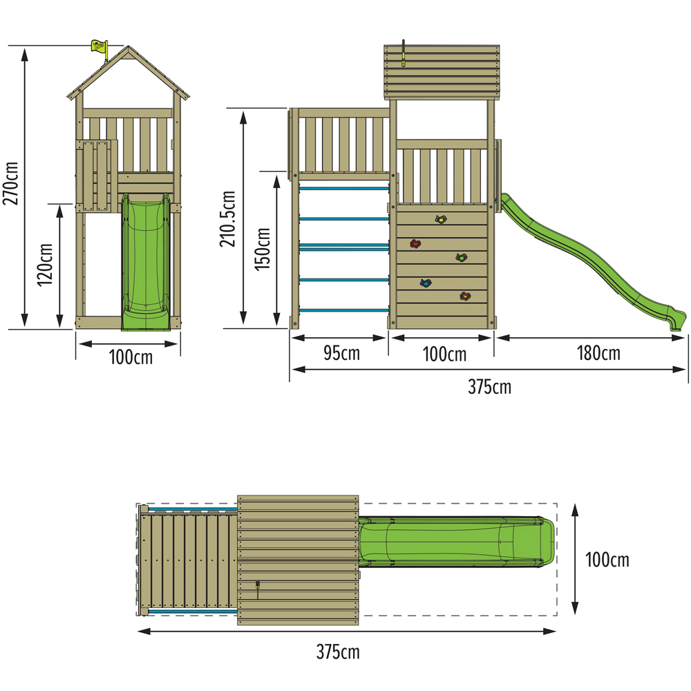 TP Skywood Kids Wooden Climbing Frame with Sky Deck and Slide Image 5