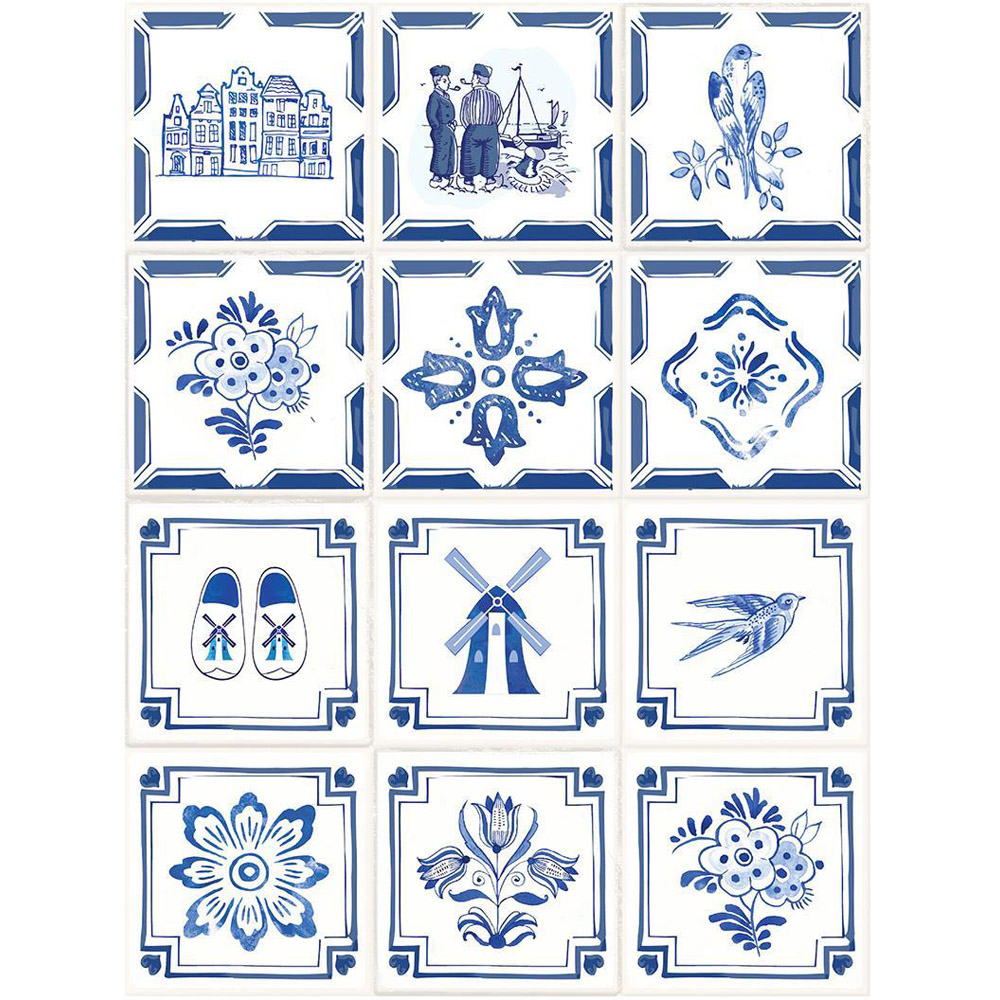 Walplus Dutch Blue Tiles Mural Wall Stickers 24 Pack Image 2