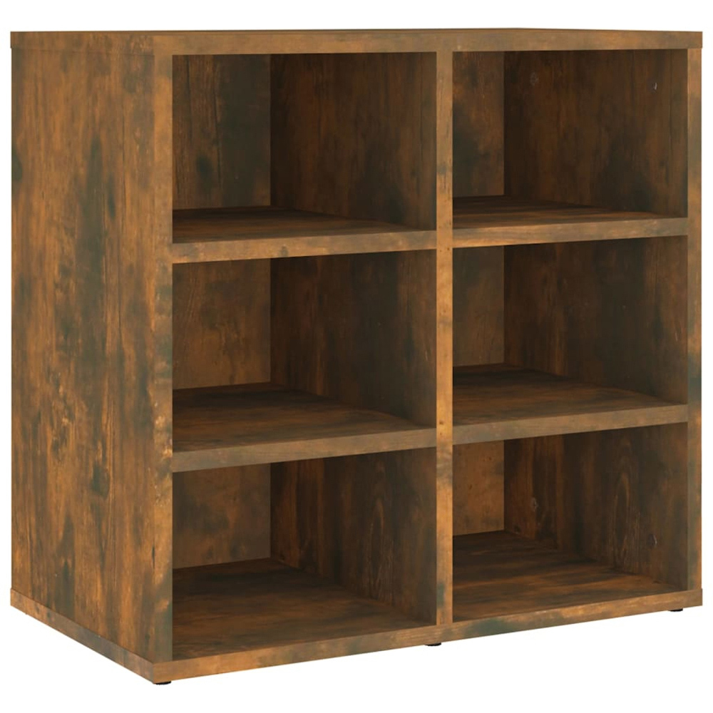 vidaXL 6 Shelf Smoked Oak Wooden Shoe Cabinet Image 2