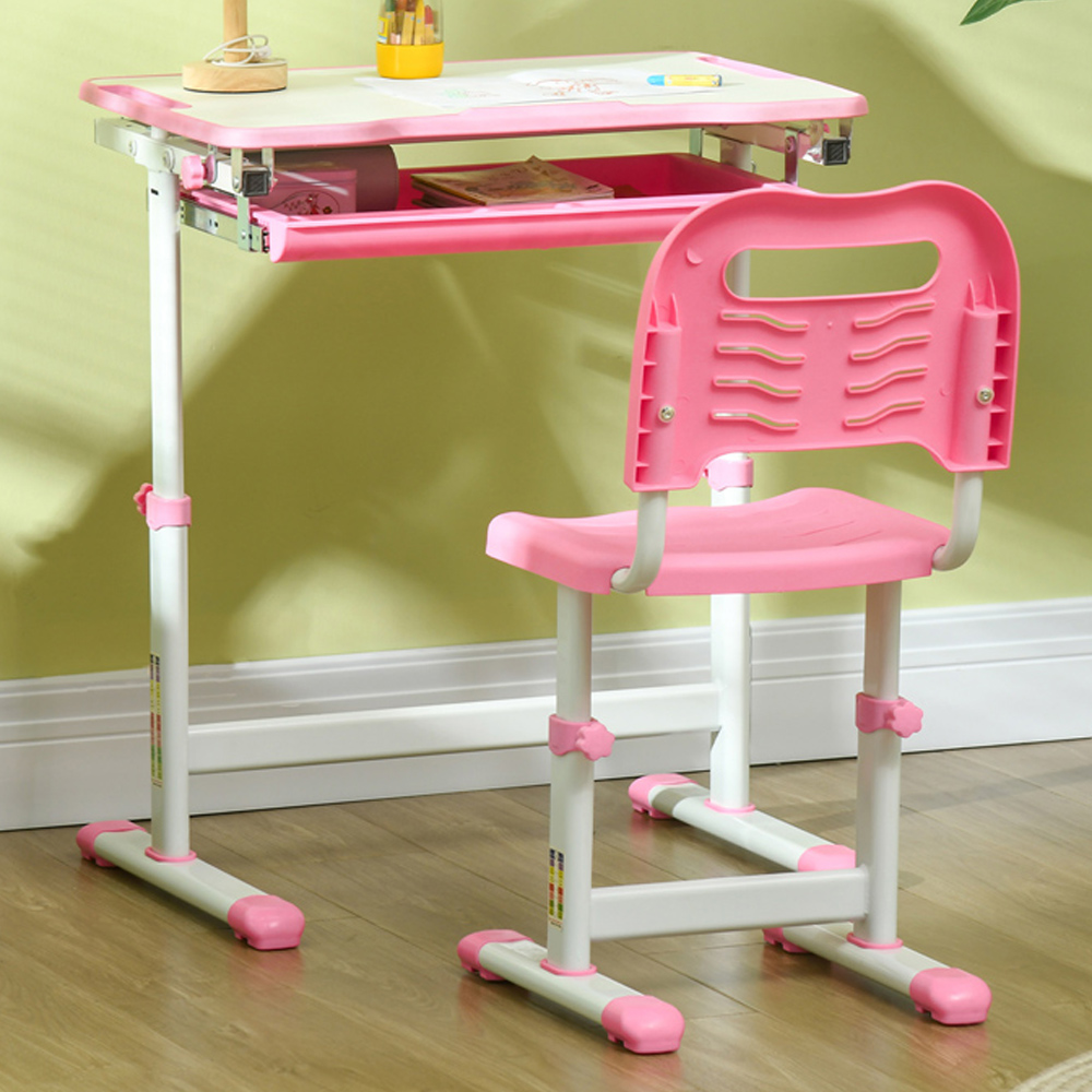 Playful Haven 2 Piece Kids Desk and Chair Set Pink Image 1