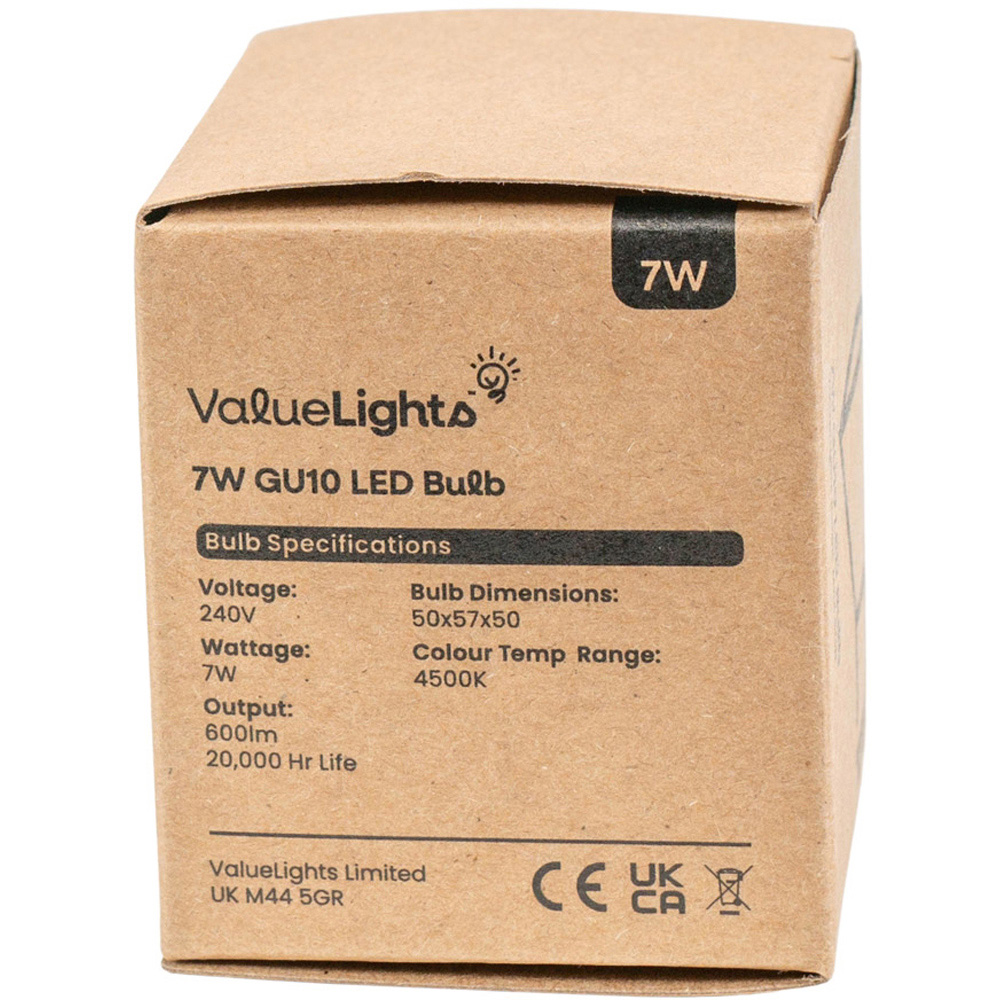 ValueLights 7W 4500K Neutral White GU10 Spotlight LED Light Bulb 10 Pack Image 3
