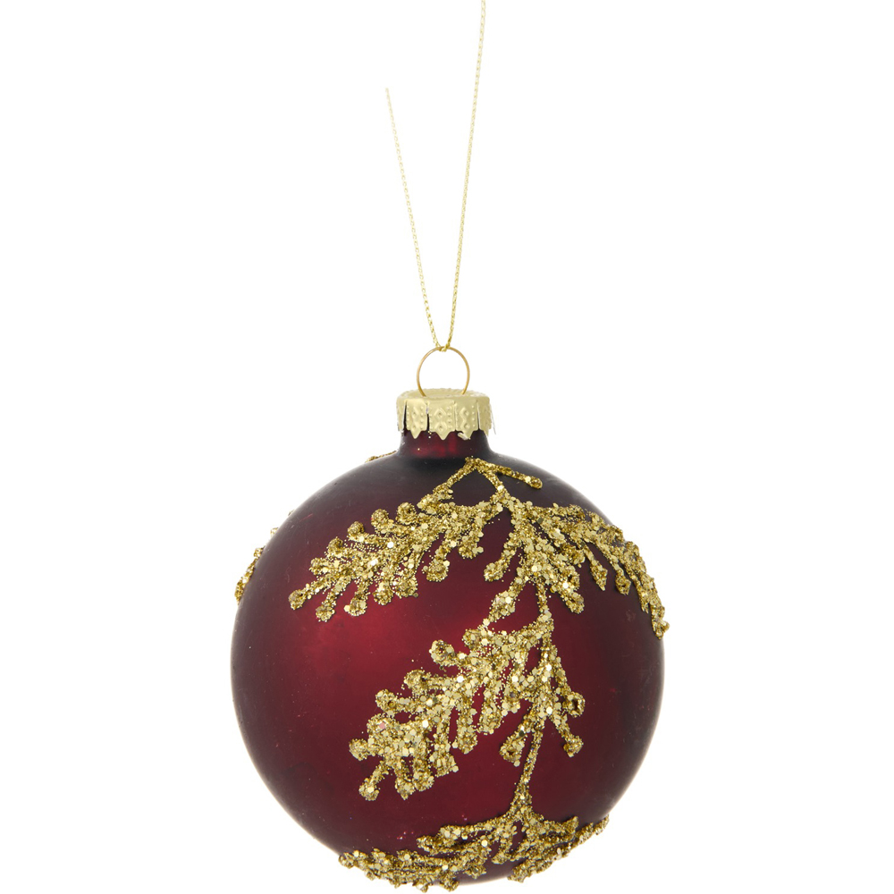 Glitter Fern Design Bauble Image 4