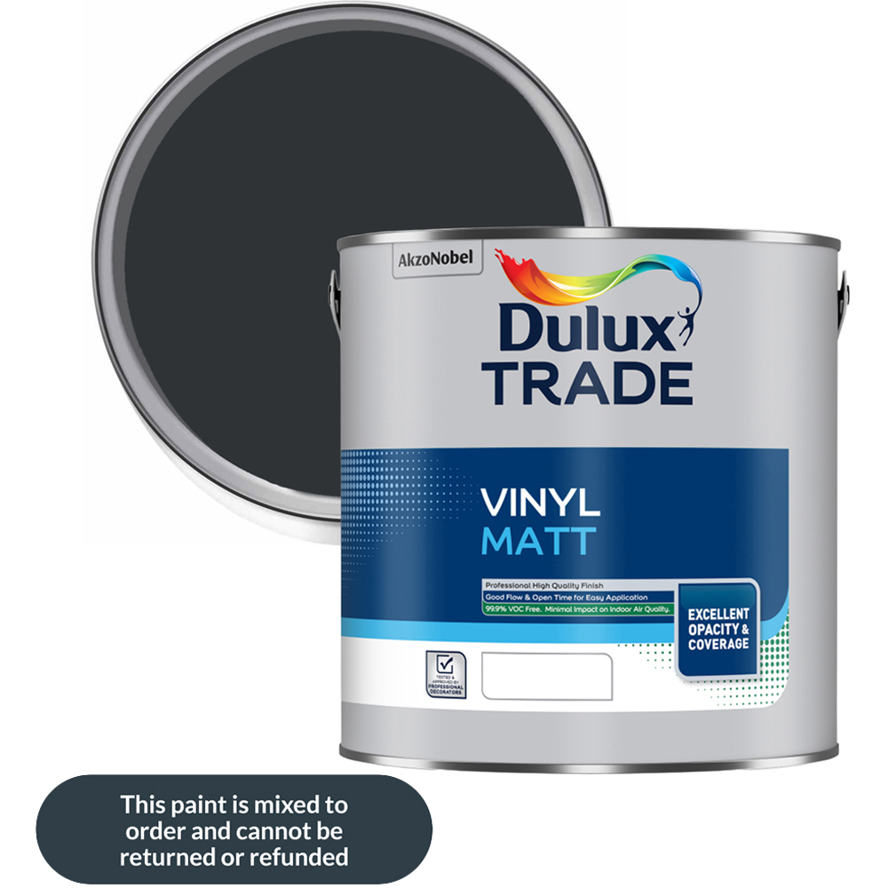 Dulux Trade RAL 7021 Walls and Ceilings Vinyl Matt Paint 2.5L Image 1