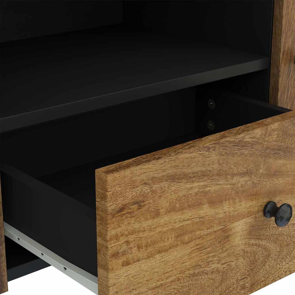 vidaXL 2 Door Single Drawer Single Shelf Honey Brown Solid Mango Wood TV Cabinet Image 7