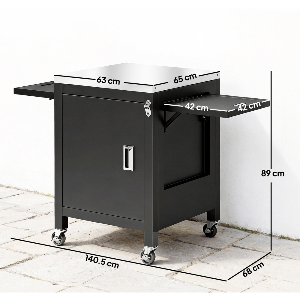 Outsunny Black Movable Outdoor Food Prep Grill Cart Image 9