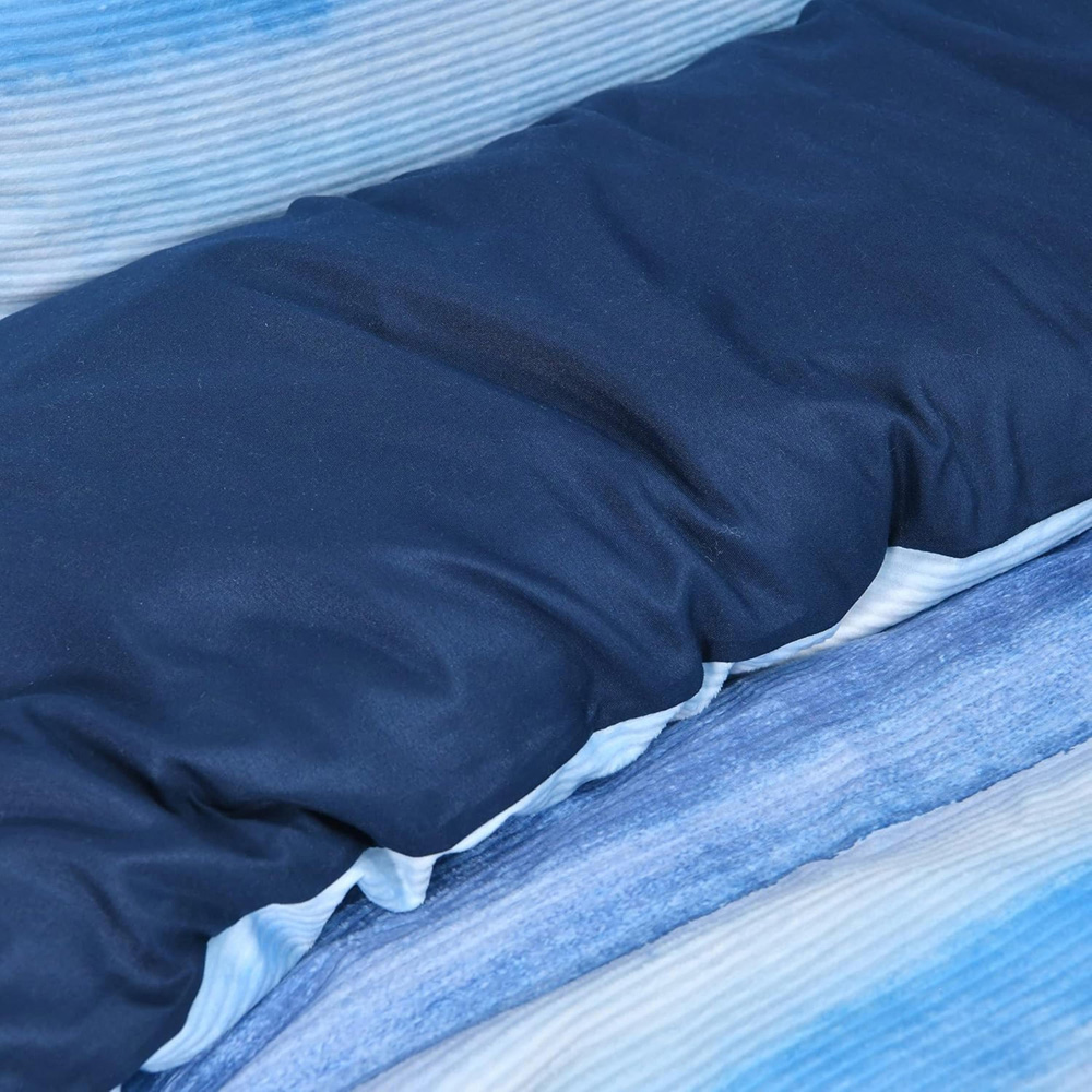 Smart Living Super King Size Blue Ribbed Velvet Duvet Cover Set Image 4