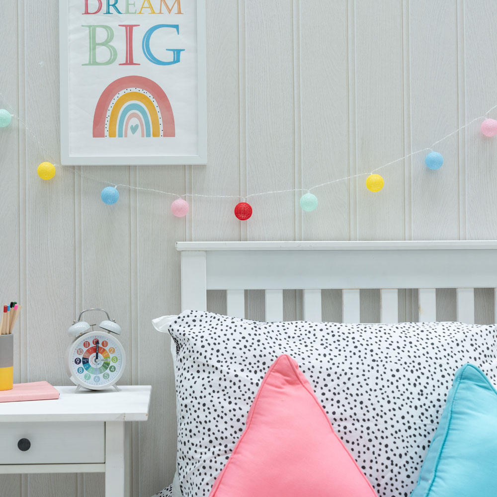 ValueLights 10 Multicolour LED Cotton Balls String Lights Image 3