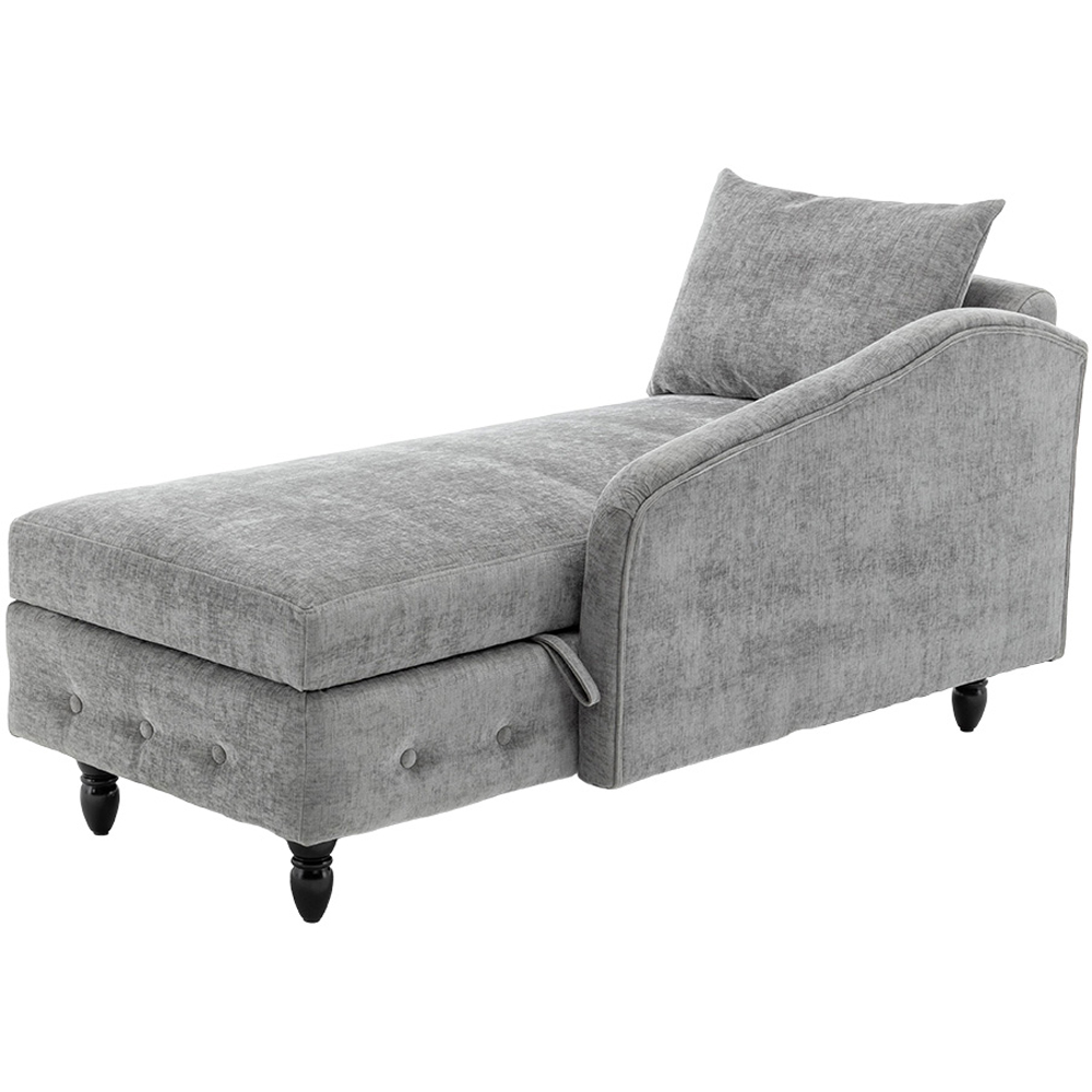 Living and Home Grey Left Hand Chenille Chaise Lounge with Storage Image 3
