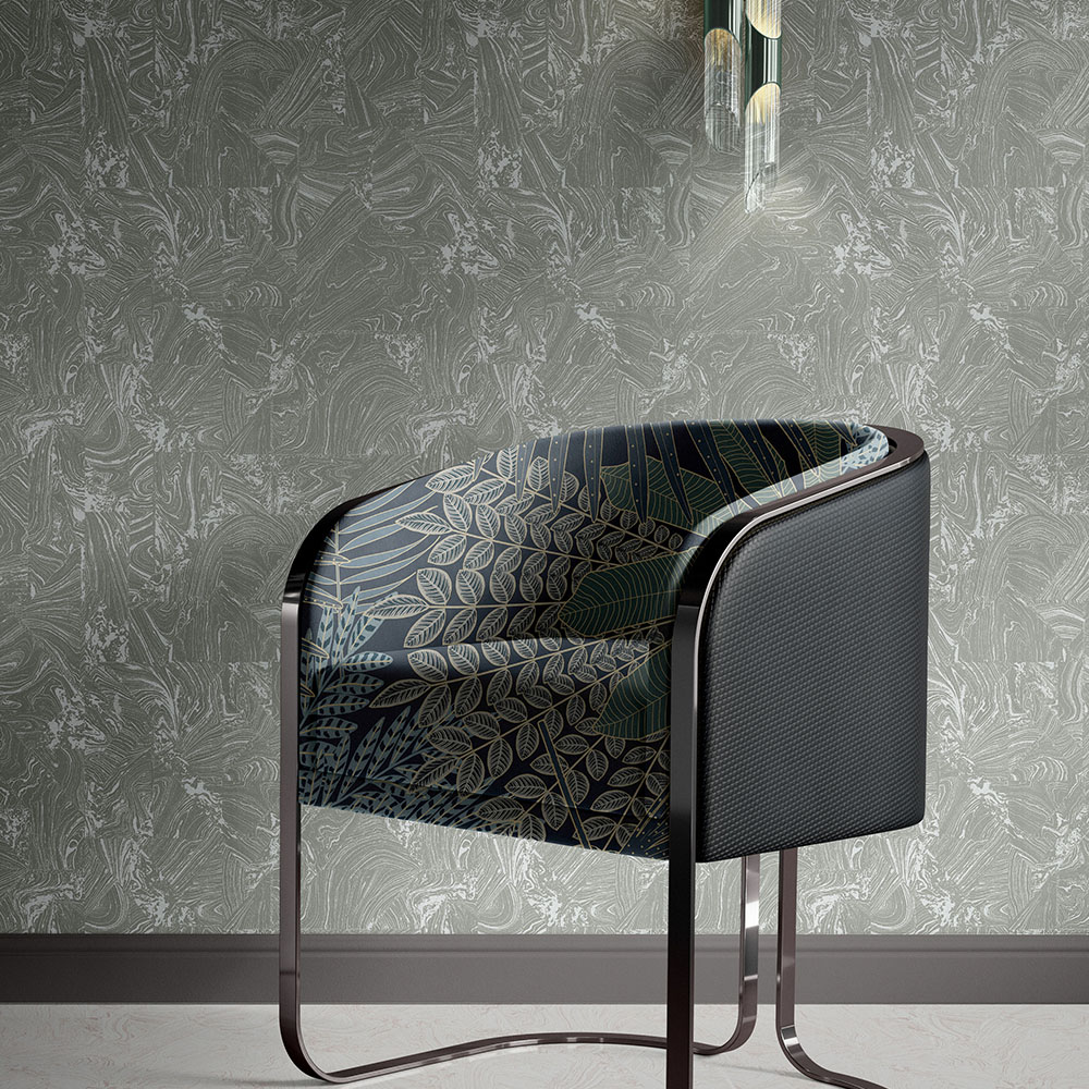 Erismann Madoc Marble Grey and Silver Wallpaper Image 4