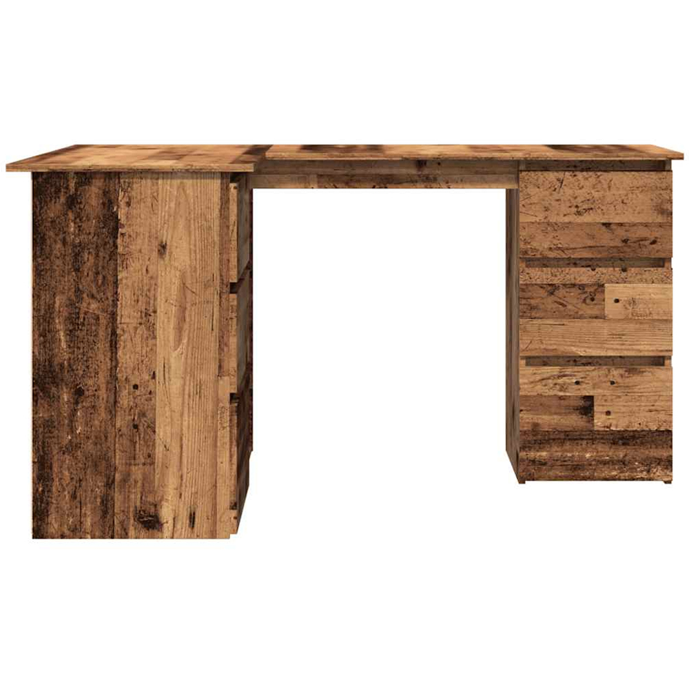 vidaXL 2 Door 4 Drawer 2 Shelf Corner Computer Desk Old Wood Effect Image 5