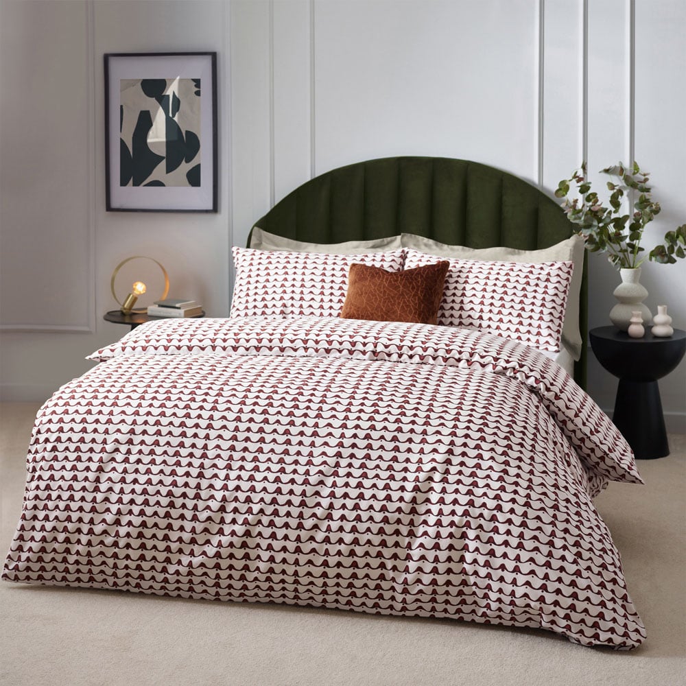 Hoem Avery Super King Chestnut Red Abstract Geometric Duvet Set Image 4