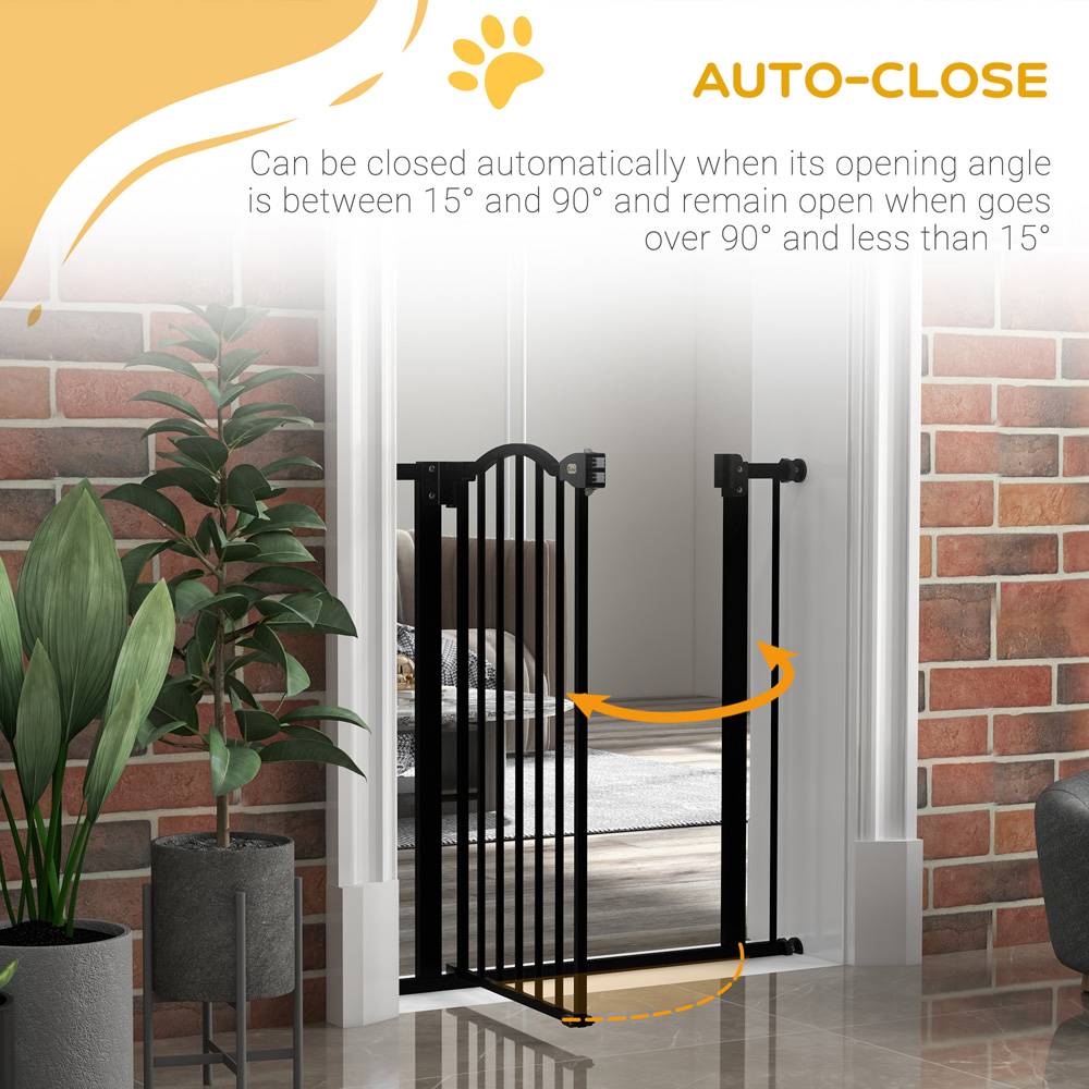 PawHut Black 74-80cm Adjustable Metal Pet Safety Gate Image 6