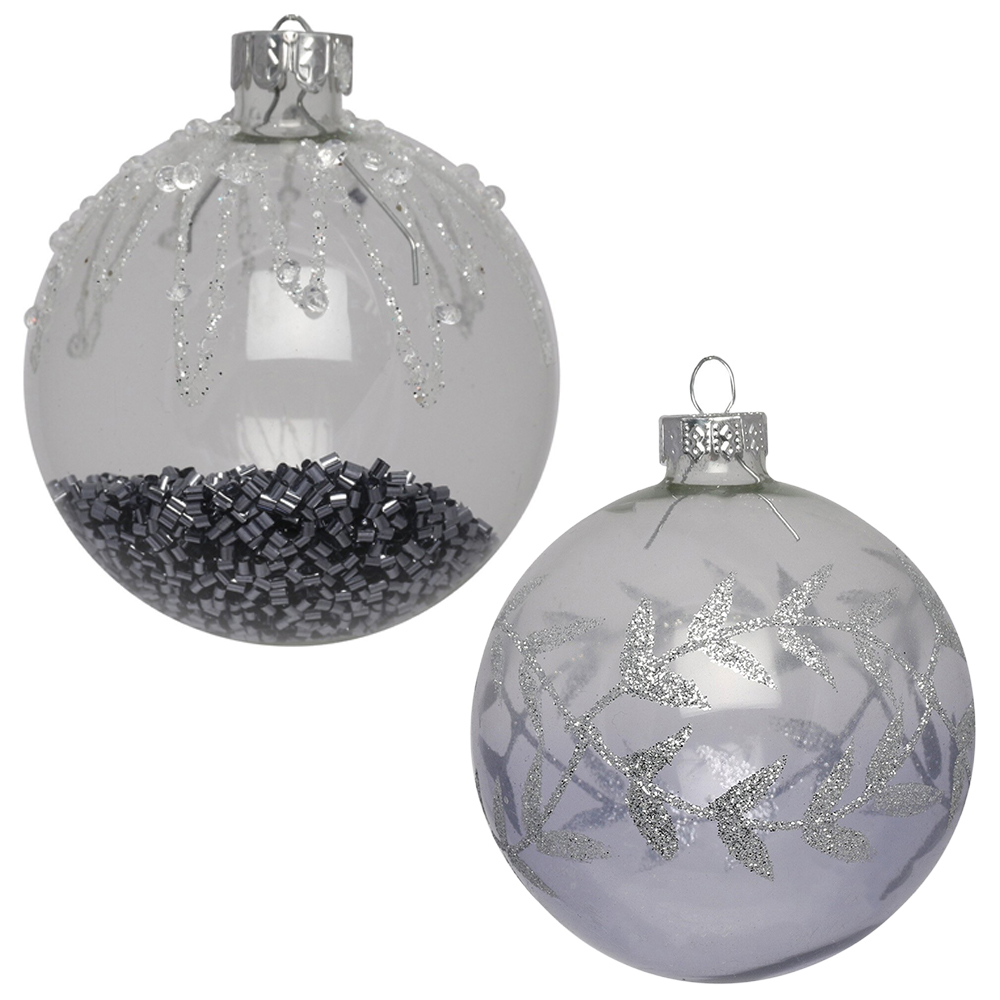 Single Midnight Fantasy Clear Glitter Bauble in Assorted styles Image 1