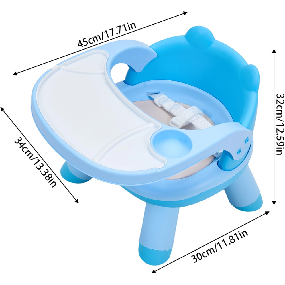 H&O Direct Blue Low Plastic Baby Feeding Chair with Tray and 3 Point Harness Image 6