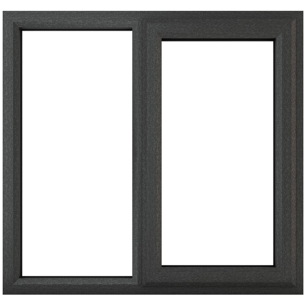 Crystal uPVC Double Glazed Window RH Side Hung Next to a Fixed Grey White Clear Glass 905x965mm Image 1