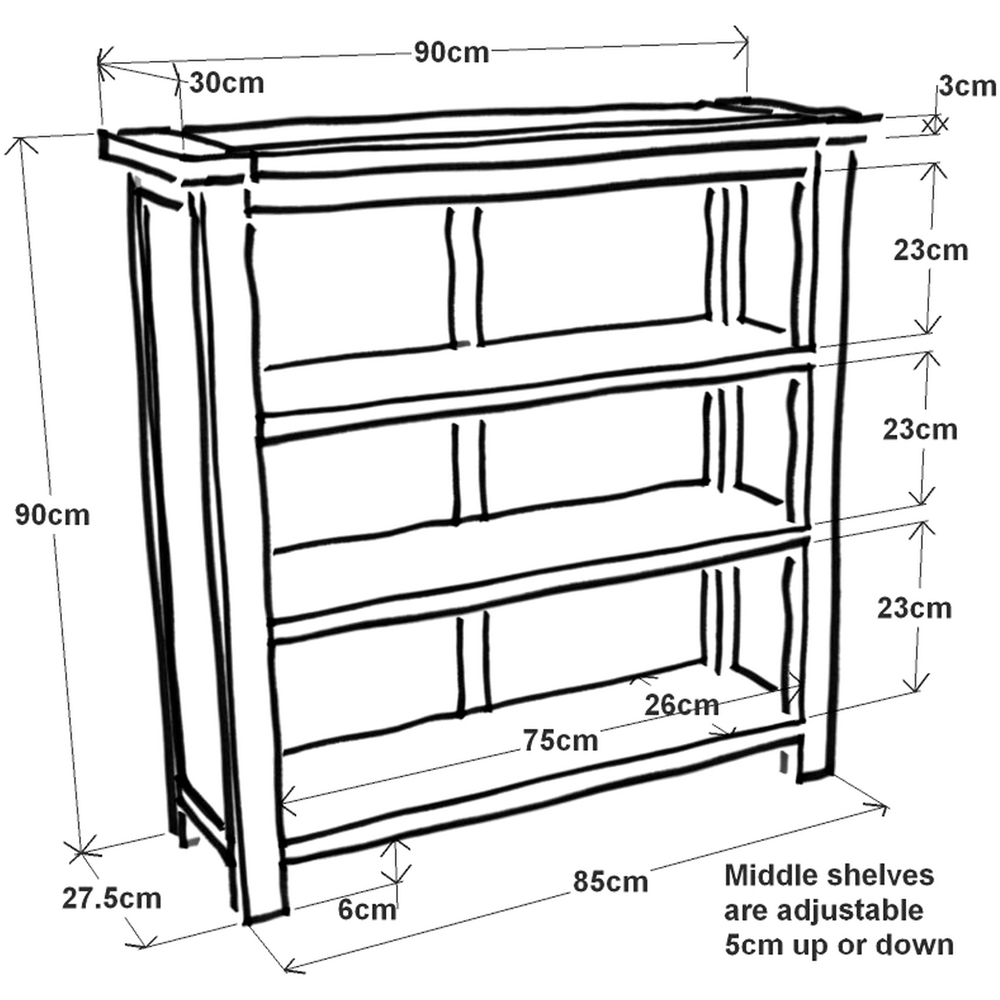 Argenta 3 Shelf Light Grey Bookcase Image 7